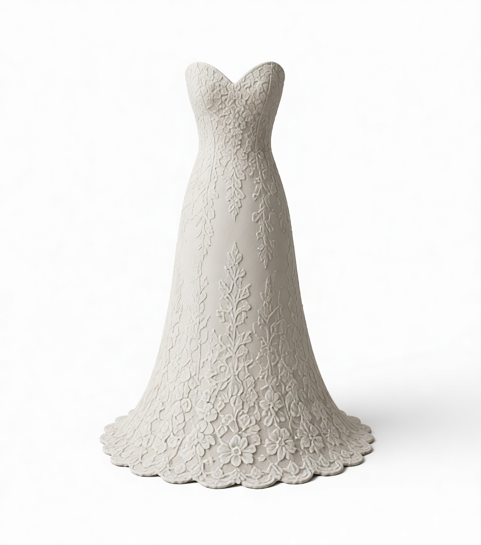 Lace Strapless Wedding Dress Model free 3D printable STL