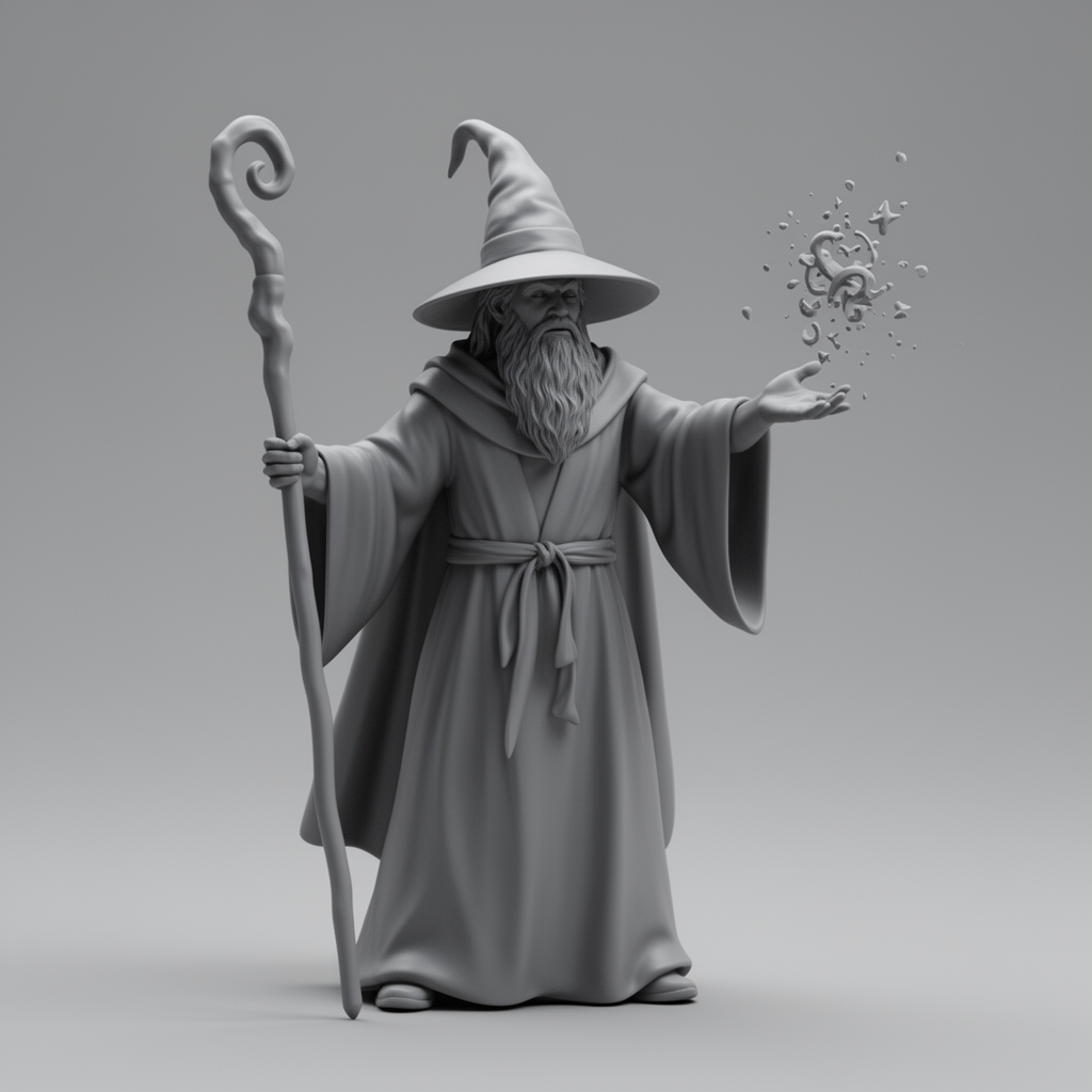 Wizard Casting Spell Figurine free 3D printable STL