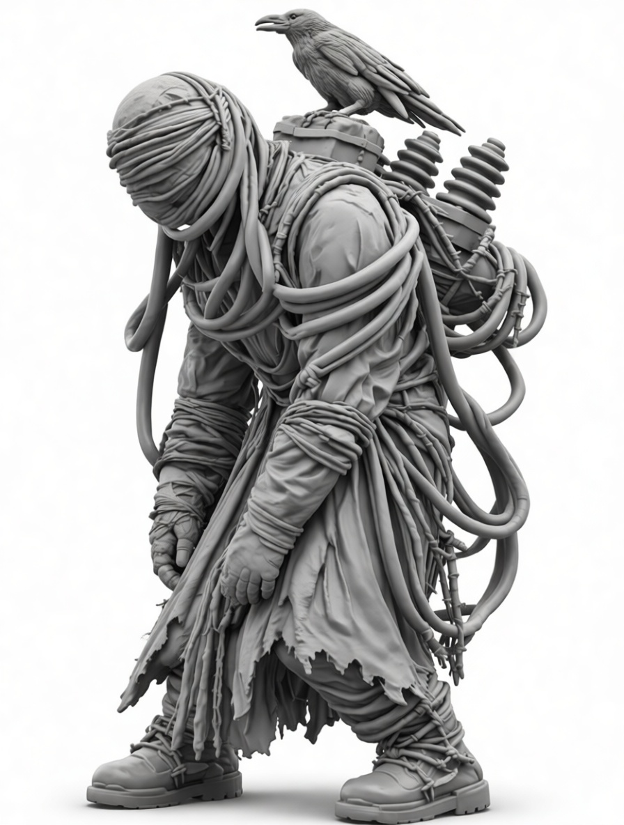 Blindfolded Tech Mystic Figurine free 3D printable STL