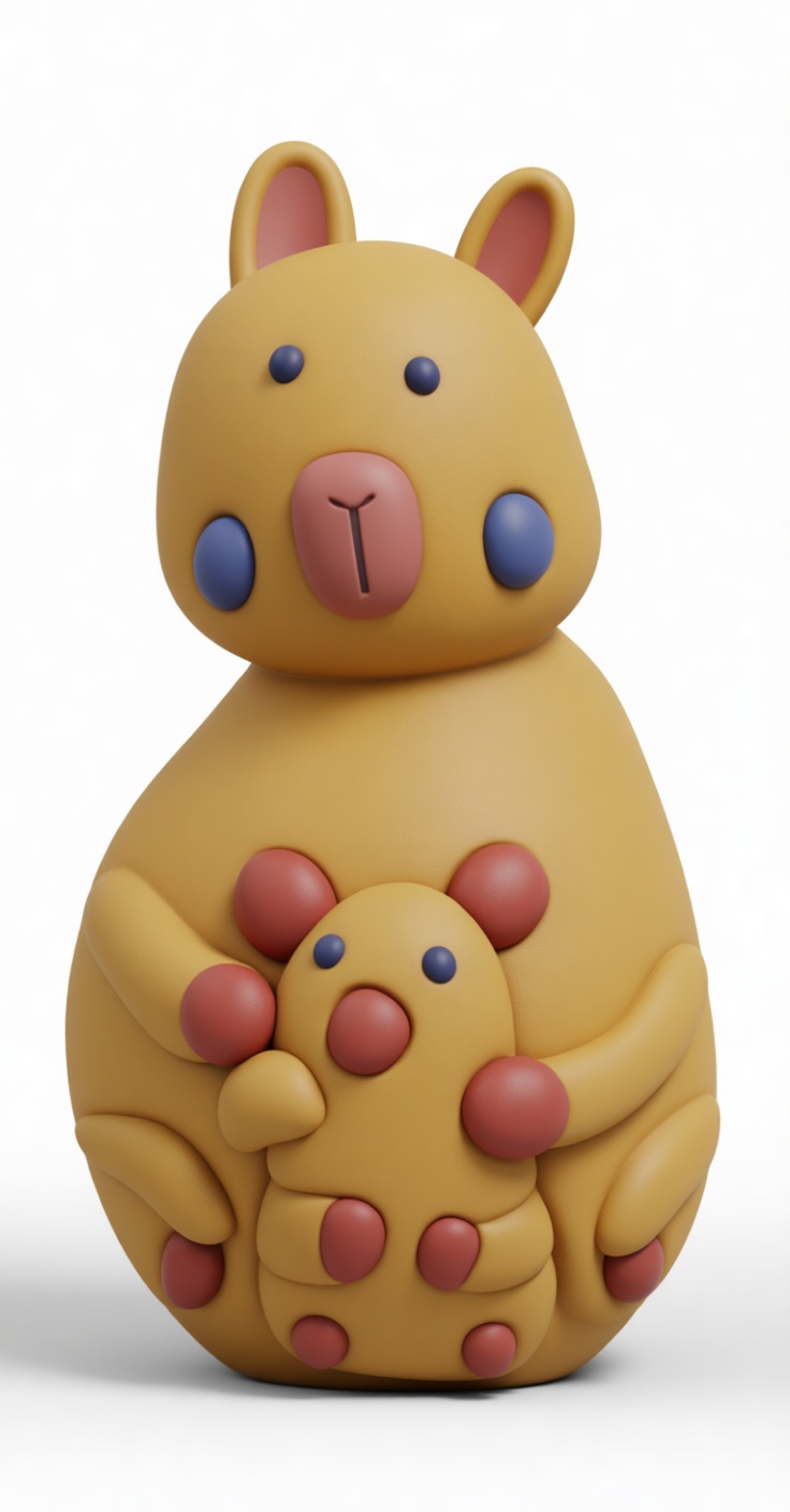 Kangaroo with Joey Figurine free 3D printable STL