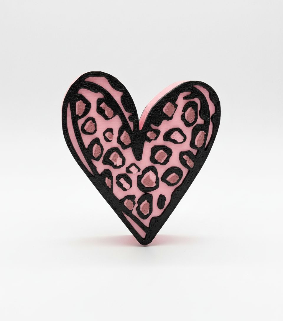 Leopard Print Heart Figurine free 3D printable STL
