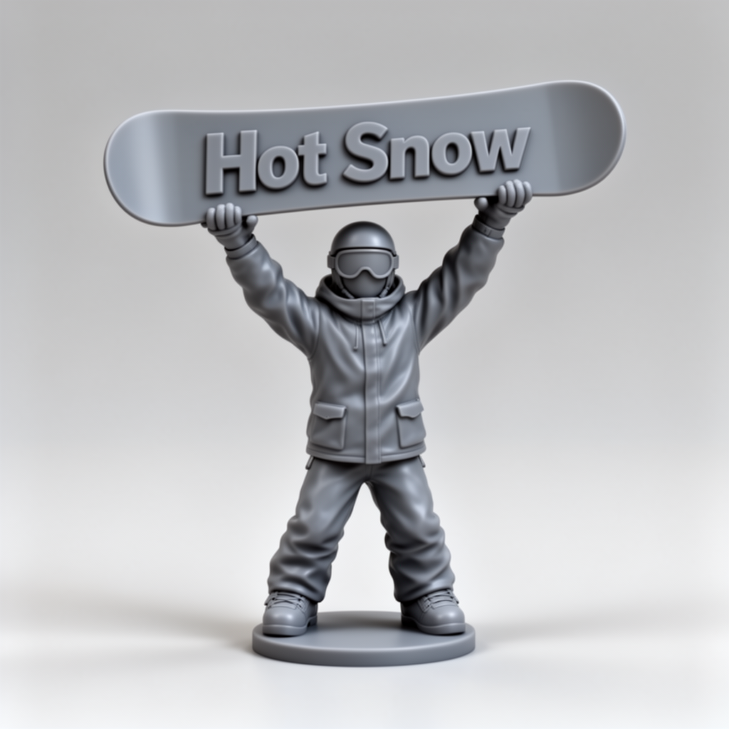 Snowboarder Holding Snowboard Figurine free 3D printable STL