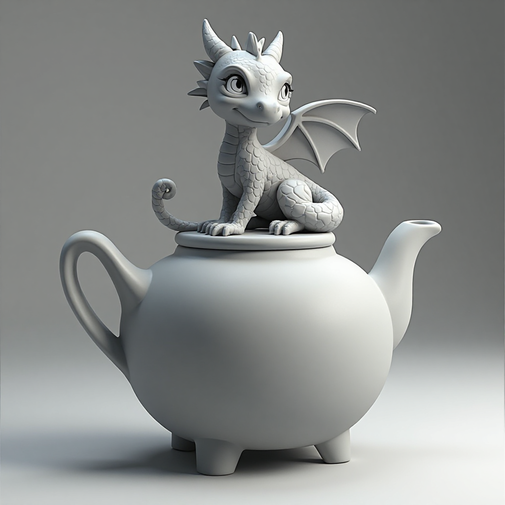 Baby Dragon Teapot Figurine free 3D printable STL