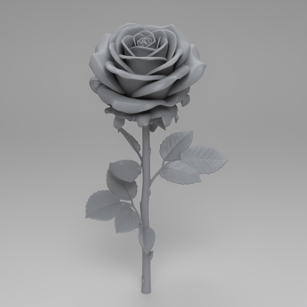 Rose with Leaves Figurine free 3D printable STL