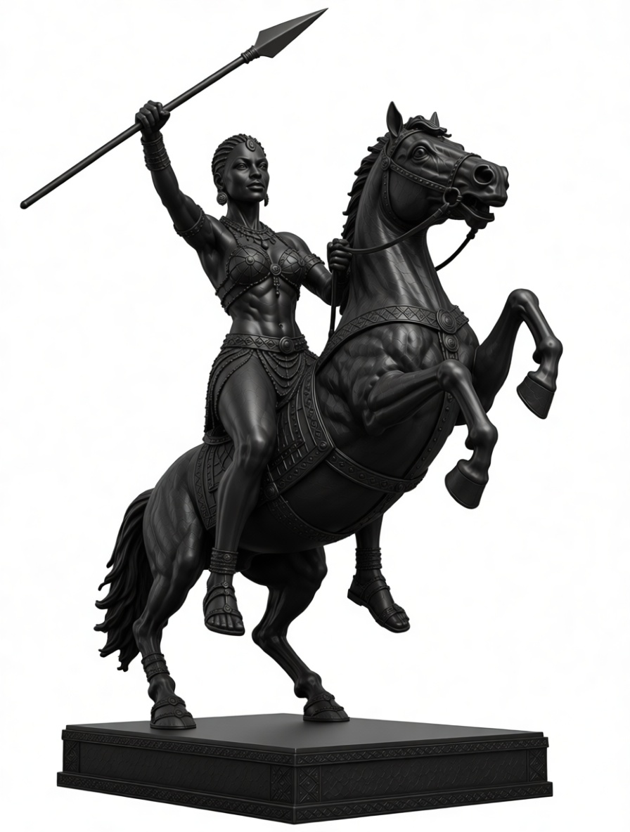 Amazon Warrior Horseback Statue free 3D printable STL