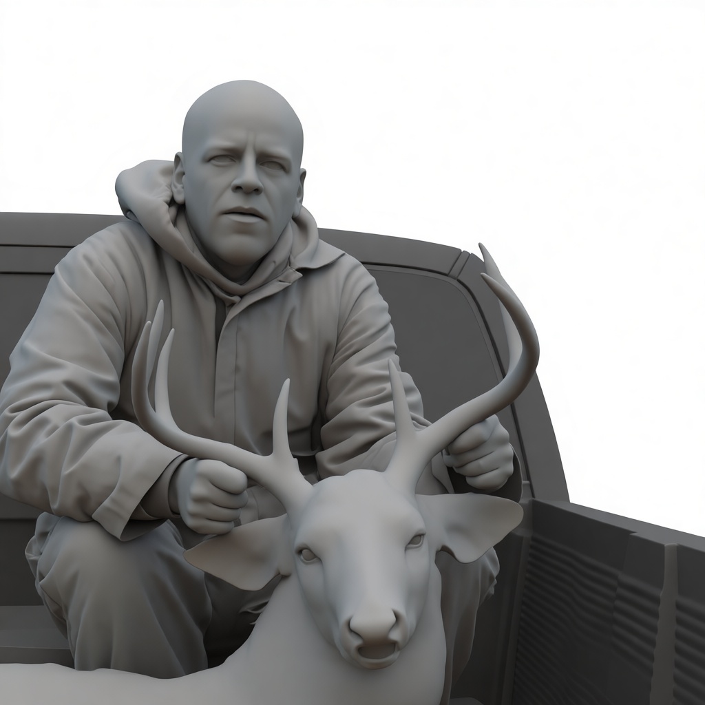 Hunter with Buck Figurine free 3D printable STL