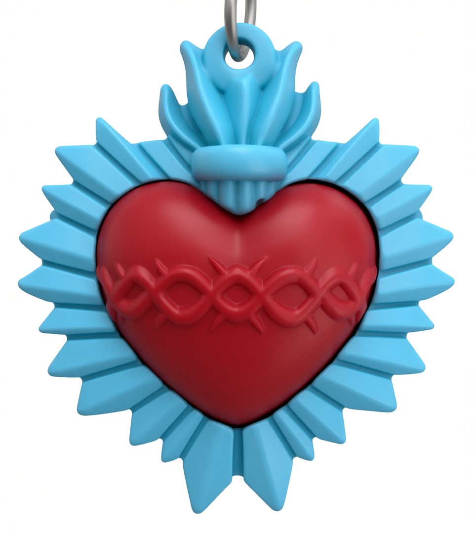 Sacred Heart Pendant free 3D printable STL