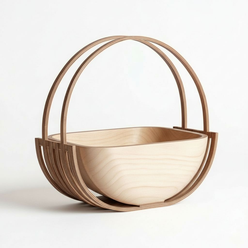 Modern Wooden Basket free 3D printable STL
