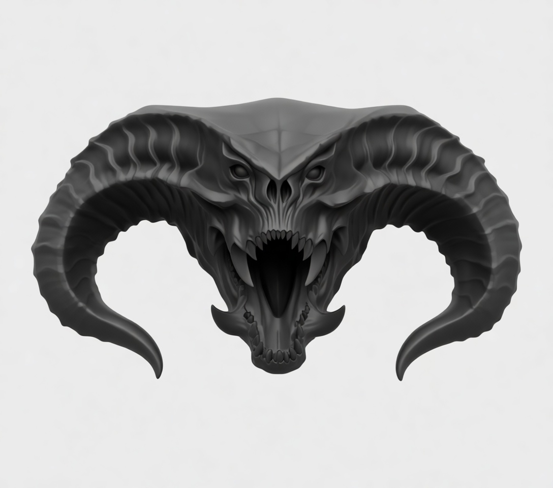 Demon Skull Sculpture free 3D printable STL