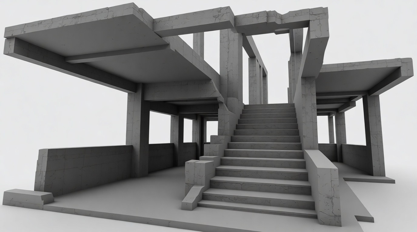 Modern Concrete Staircase Model free 3D printable STL