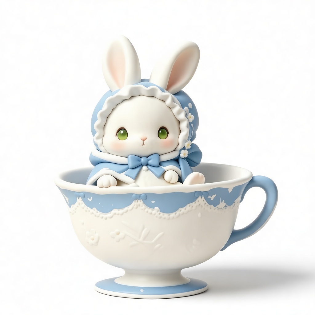 Bunny in Teacup Figurine free 3D printable STL