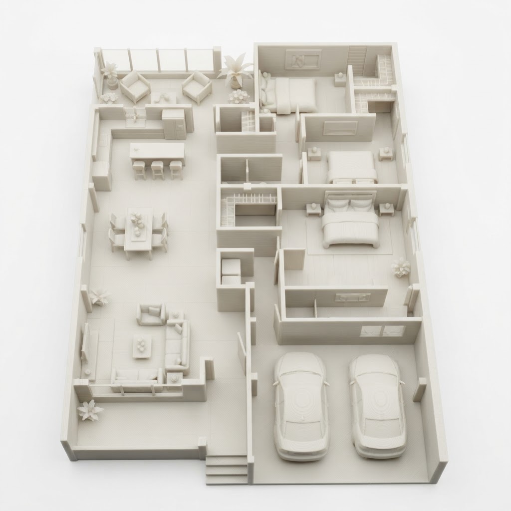 Modern House Floorplan Model free 3D printable STL