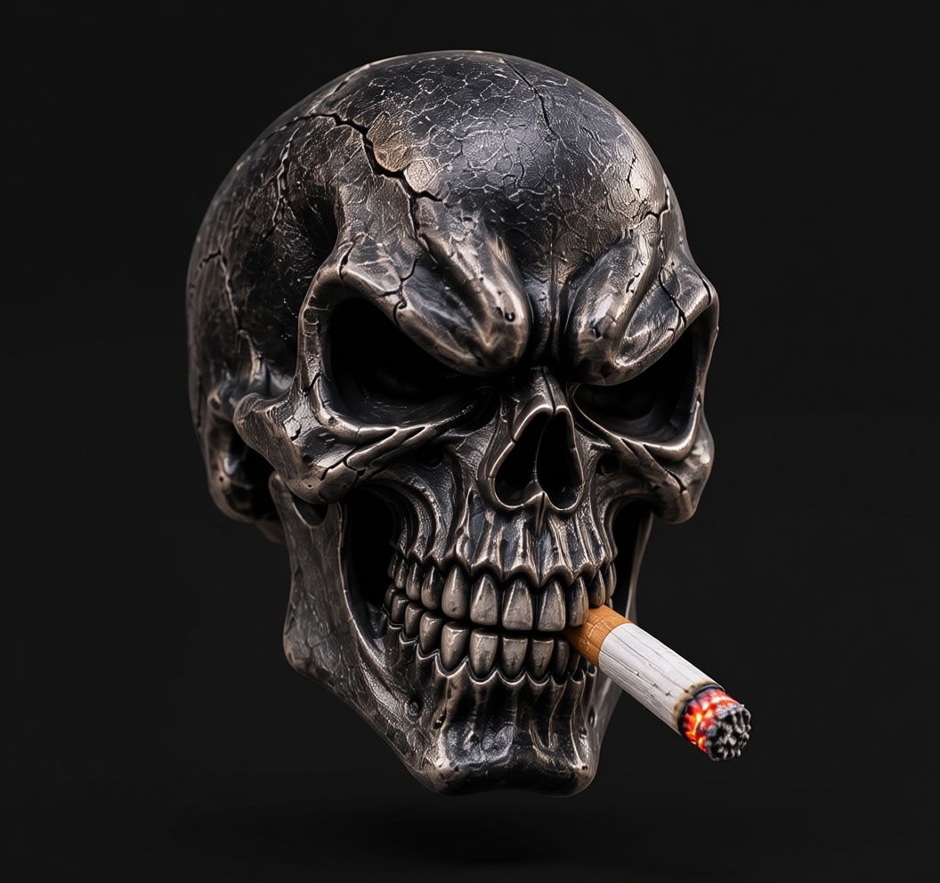 Smoking Skull Sculpture free 3D printable STL