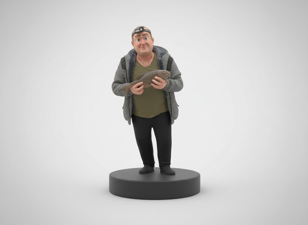 Fisherman Holding Fish free 3D printable STL