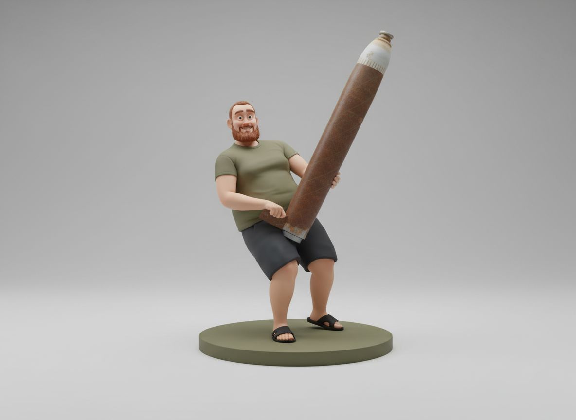 Cartoon Man with Giant Pencil free 3D printable STL