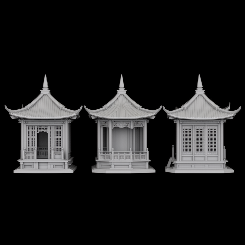 Chinese Pavilion Shrine Model free 3D printable STL
