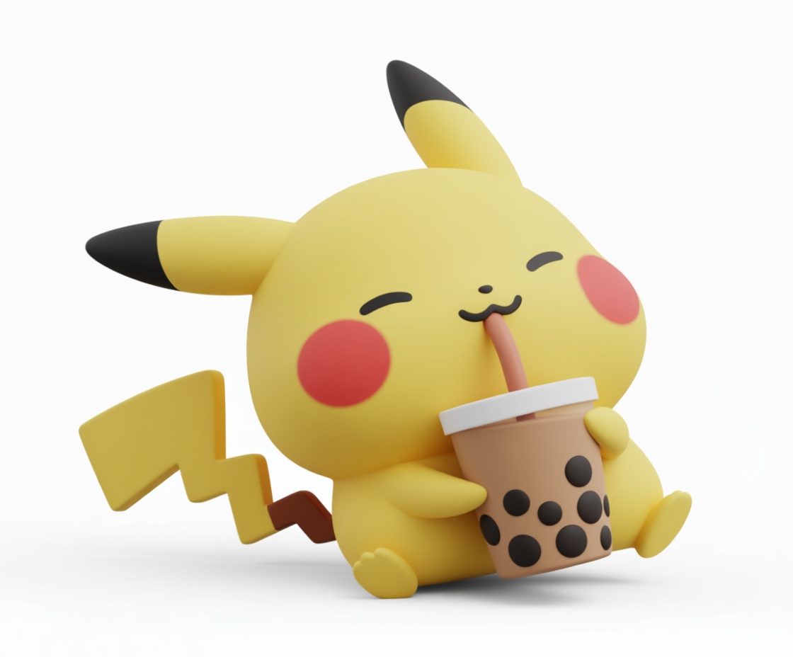 Pikachu Drinking Bubble Tea Figurine free 3D printable STL
