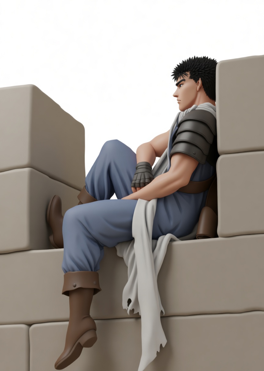 Guts Figurine Seated free 3D printable STL