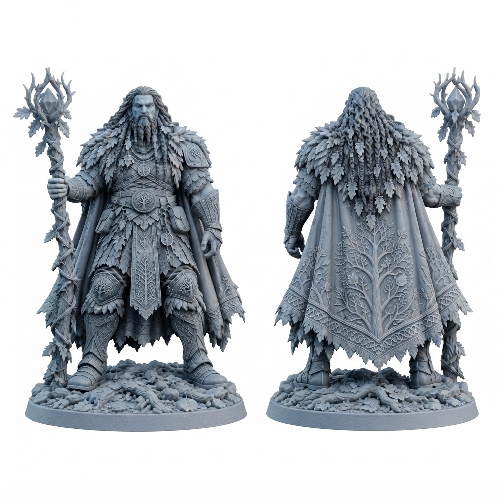 Druid King Figurine free 3D printable STL