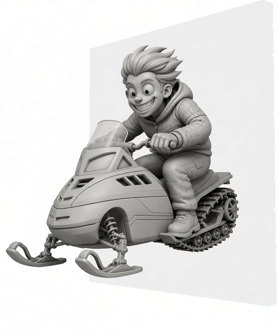Boy on Snowmobile Figurine free 3D printable STL