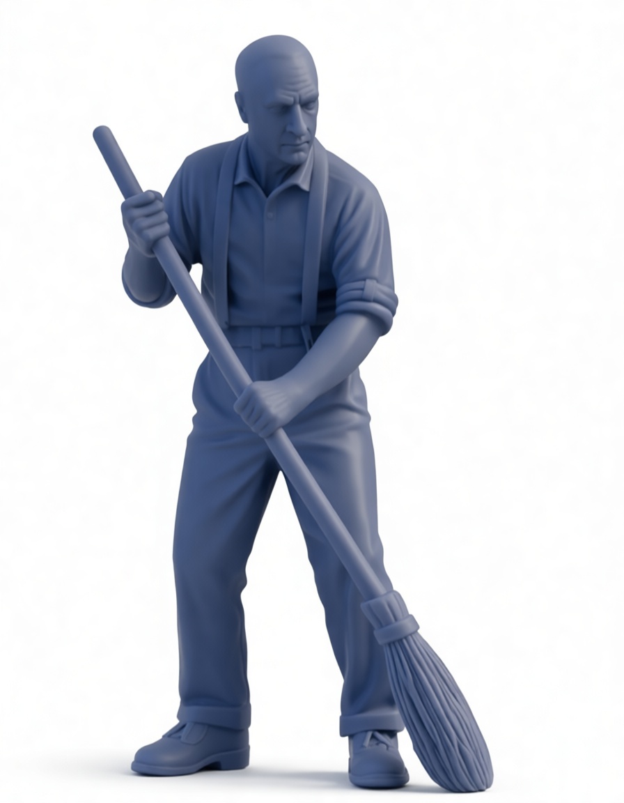 Janitor Sweeping Figurine free 3D printable STL
