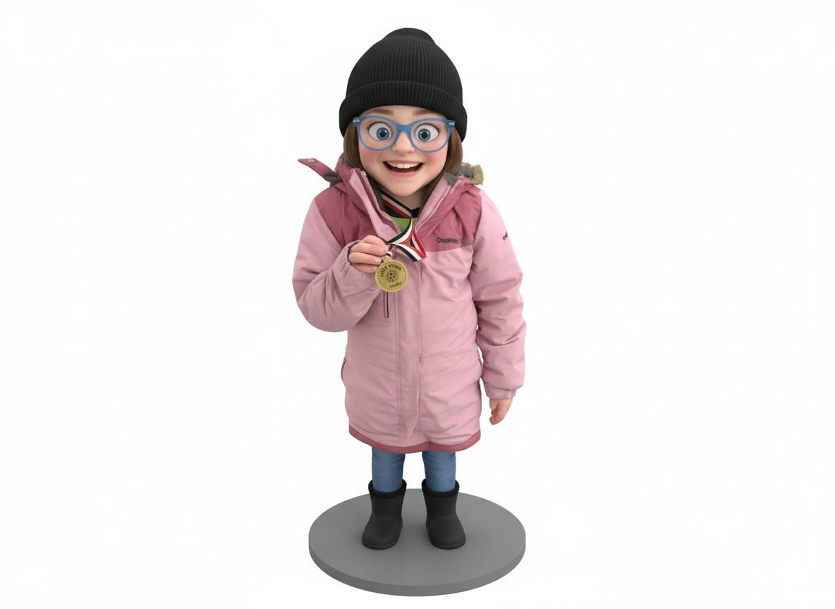 Happy Girl Holding Medal free 3D printable STL