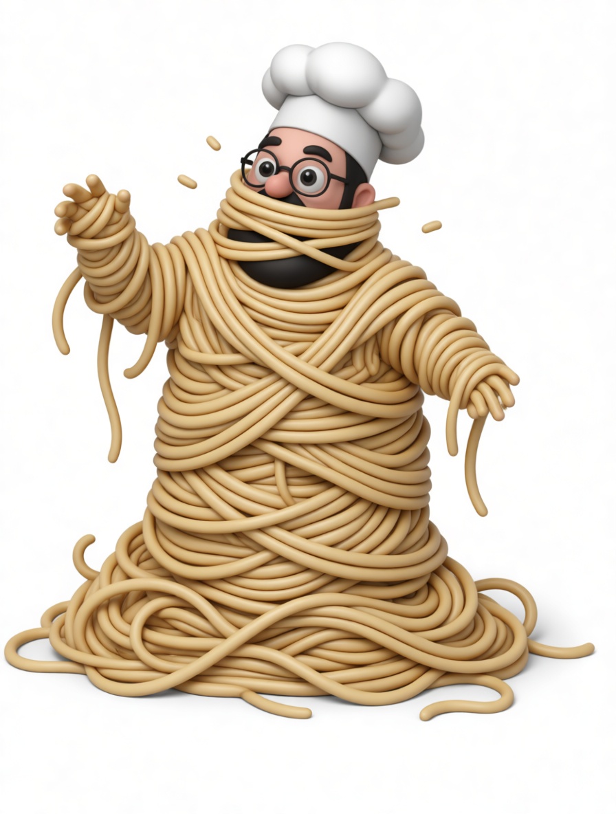 Chef Wrapped in Spaghetti Figurine free 3D printable STL
