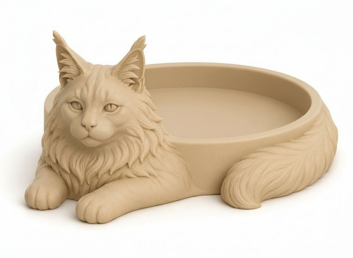 Maine Coon Cat Bowl free 3D printable STL