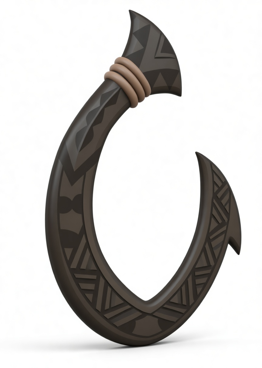 Polynesian Fish Hook Pendant free 3D printable STL