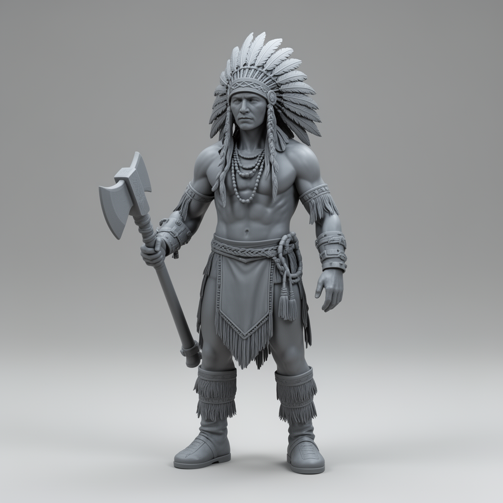 Native American Warrior Figurine free 3D printable STL