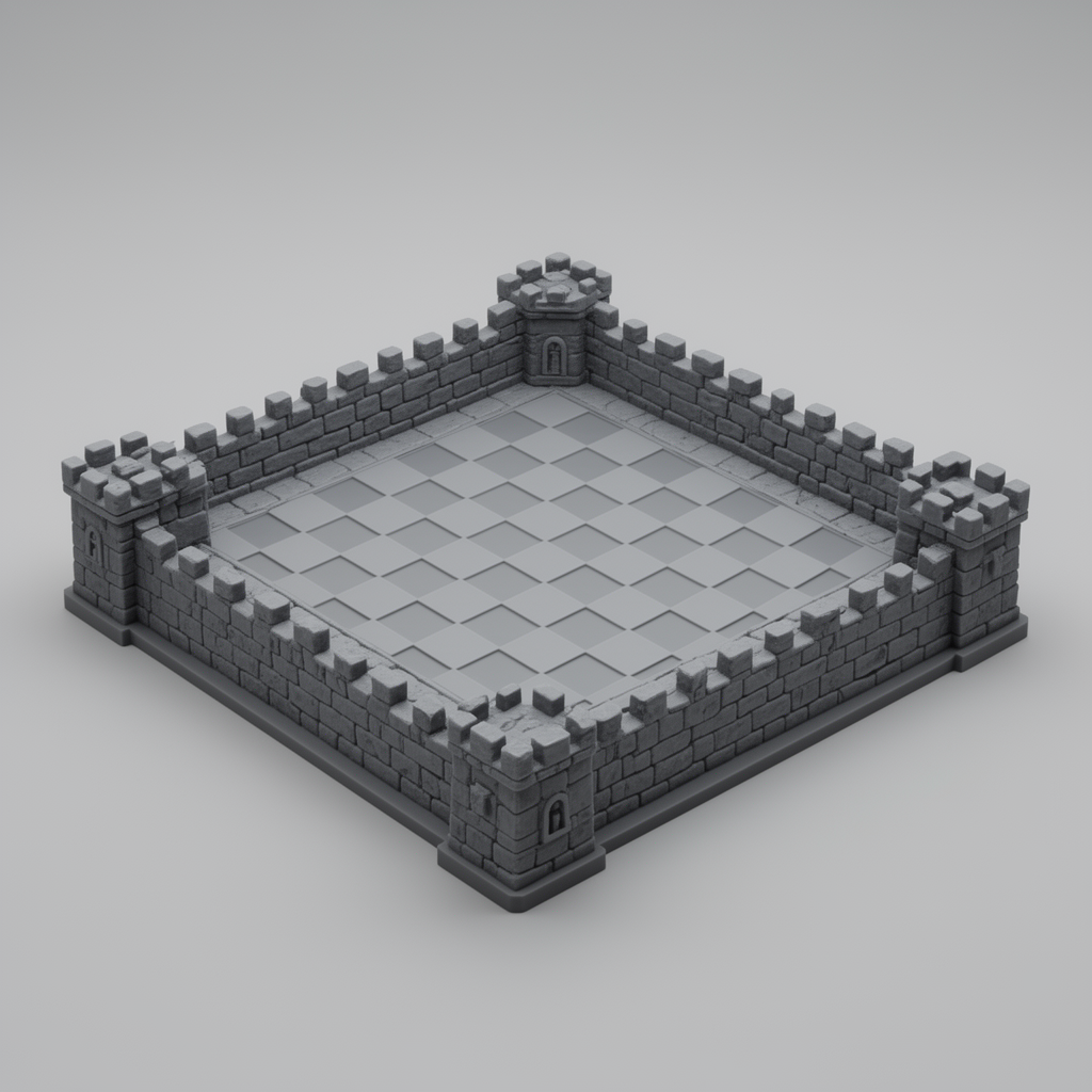 Castle Theme Chess Board free 3D printable STL