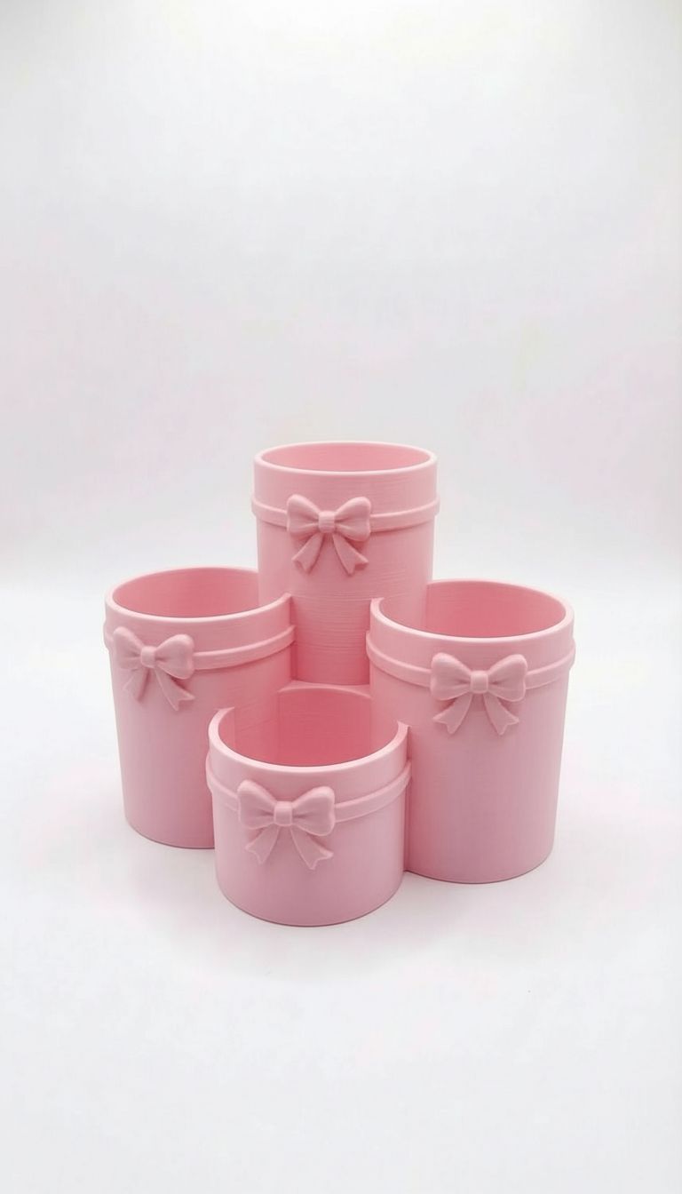 Bow Decorated Planter Pots free 3D printable STL