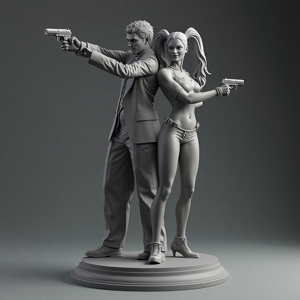 Joker and Harley Quinn Statue free 3D printable STL