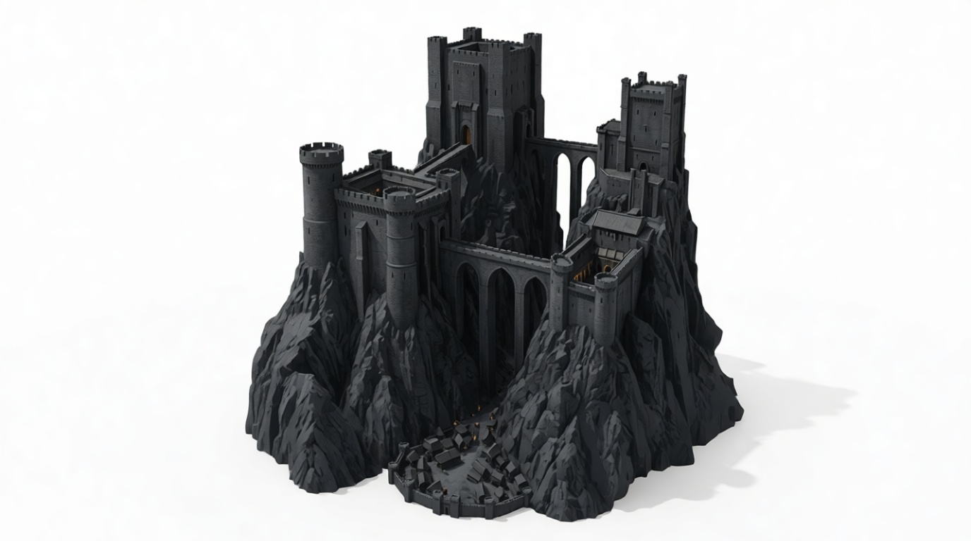 Medieval Mountain Castle Model free 3D printable STL