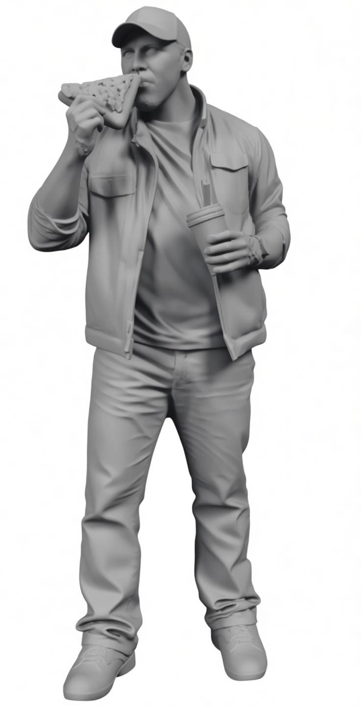 Casual Man Eating Pizza Figurine free 3D printable STL