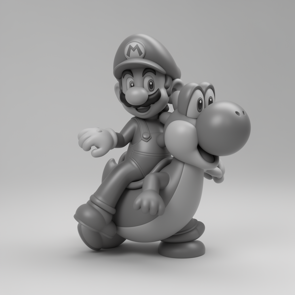 Super Mario Riding Yoshi Figurine free 3D printable STL