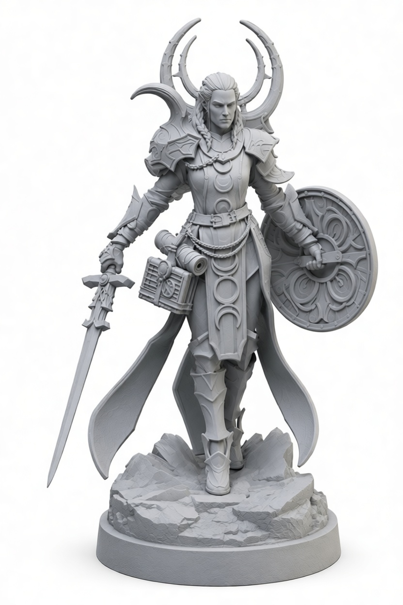 Elven Paladin Figurine free 3D printable STL
