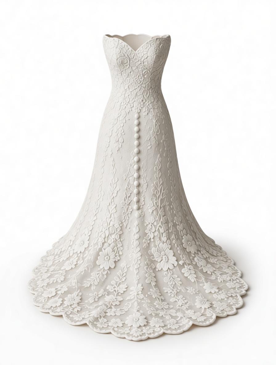 Floral Lace Wedding Dress free 3D printable STL