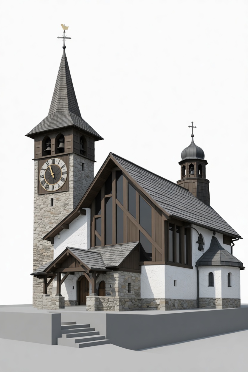 Alpine Church Model free 3D printable STL