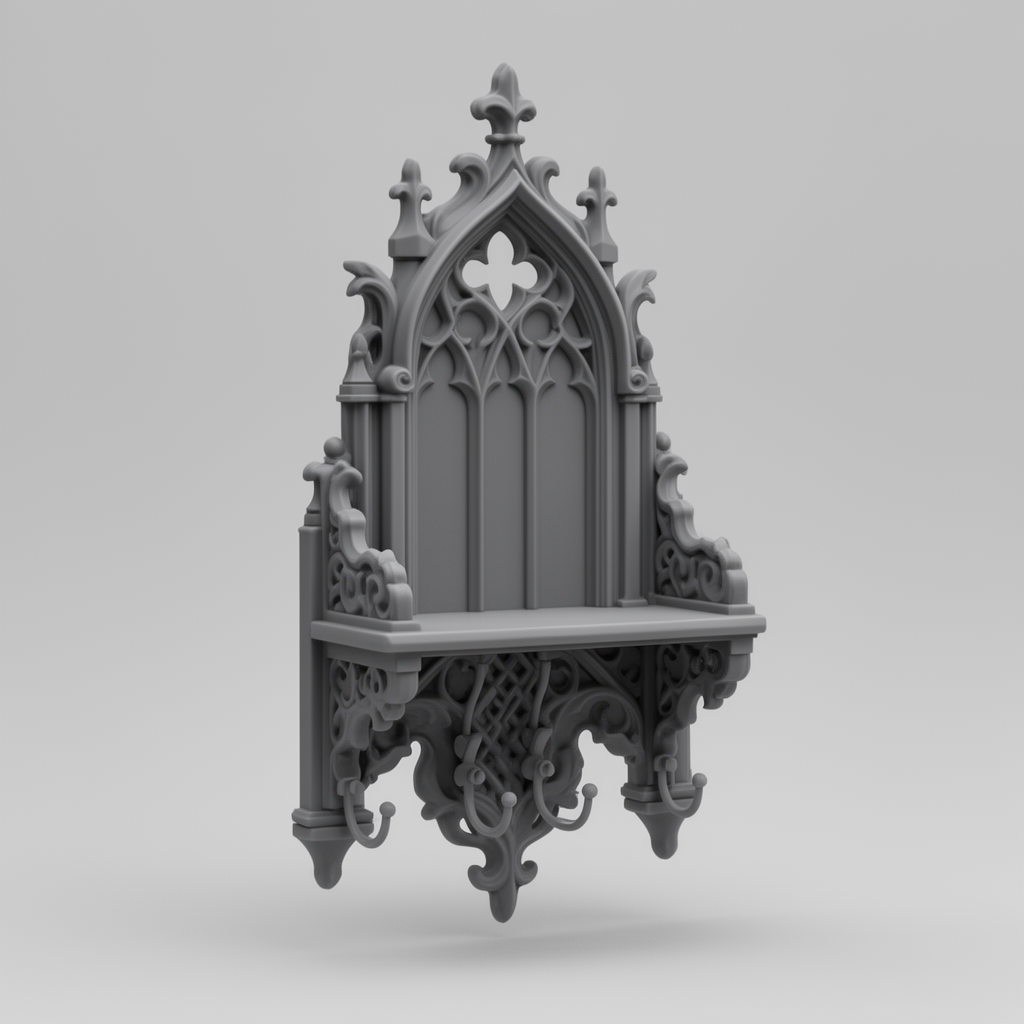 Gothic Baroque Wall Shelf free 3D printable STL