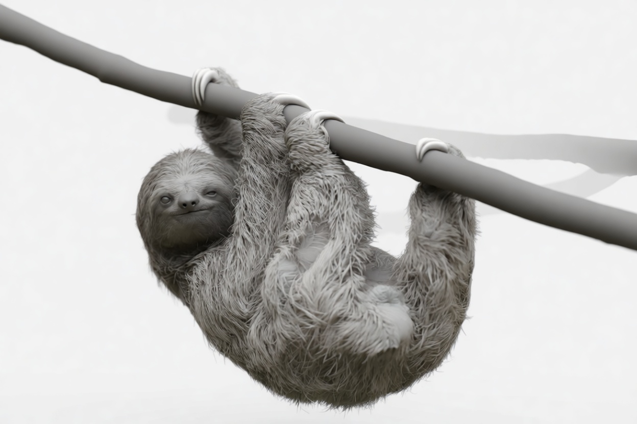 Three-Toed Sloth Figurine free 3D printable STL