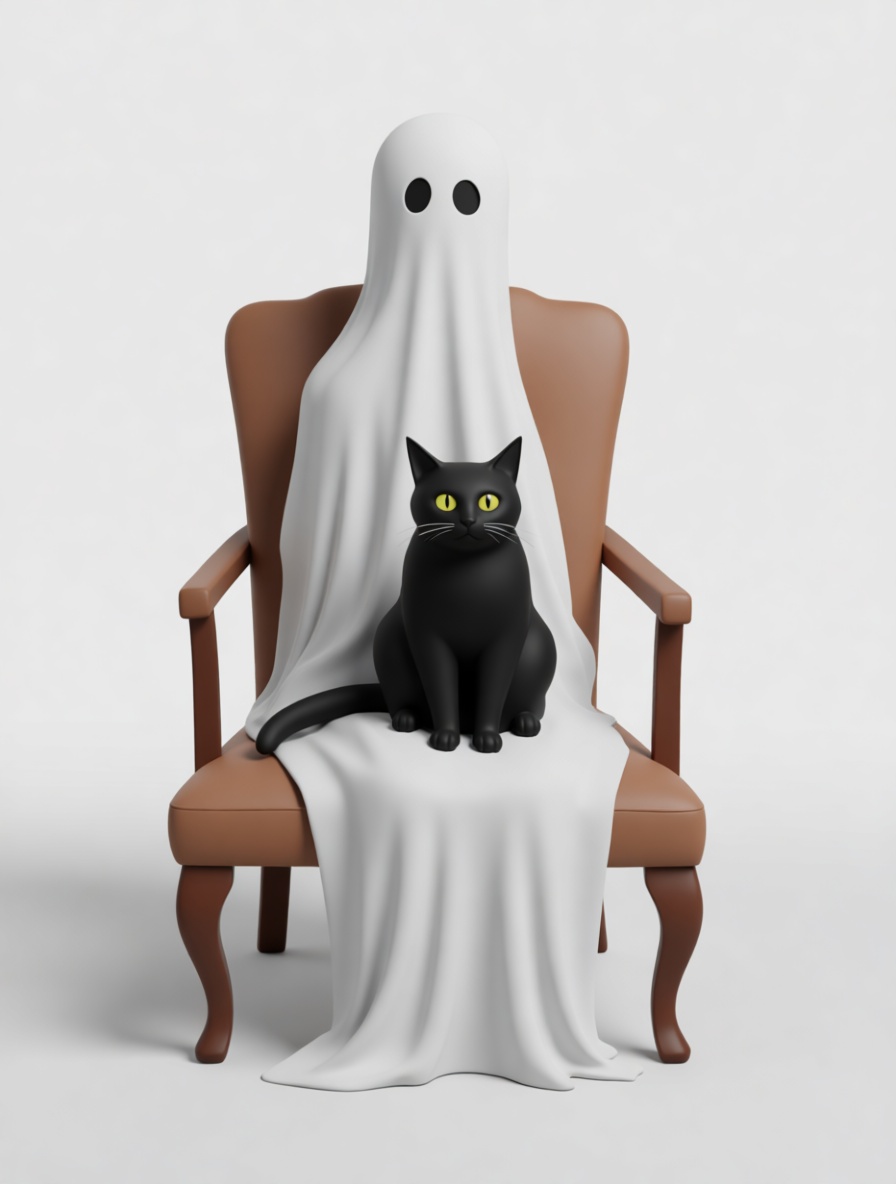 Ghost and Black Cat Figurine free 3D printable STL