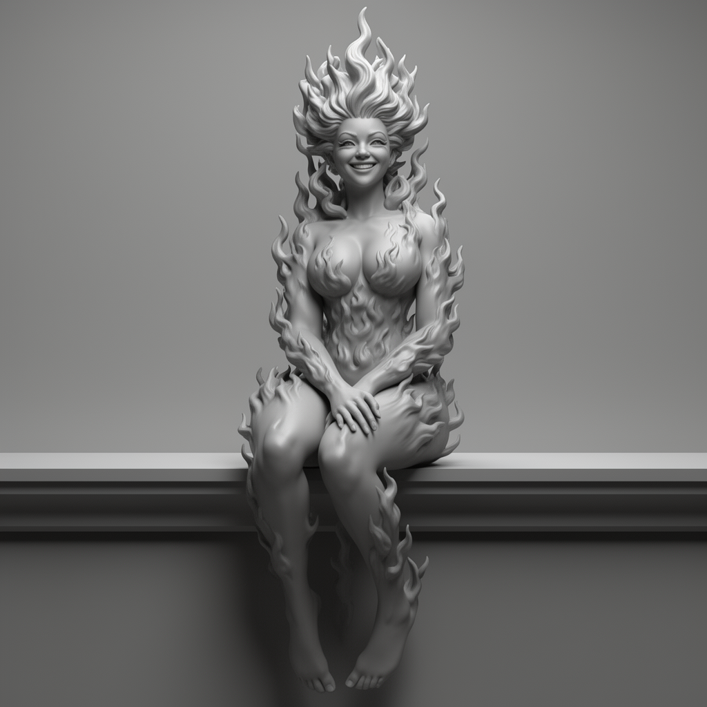 Fire Sprite Woman Figurine free 3D printable STL
