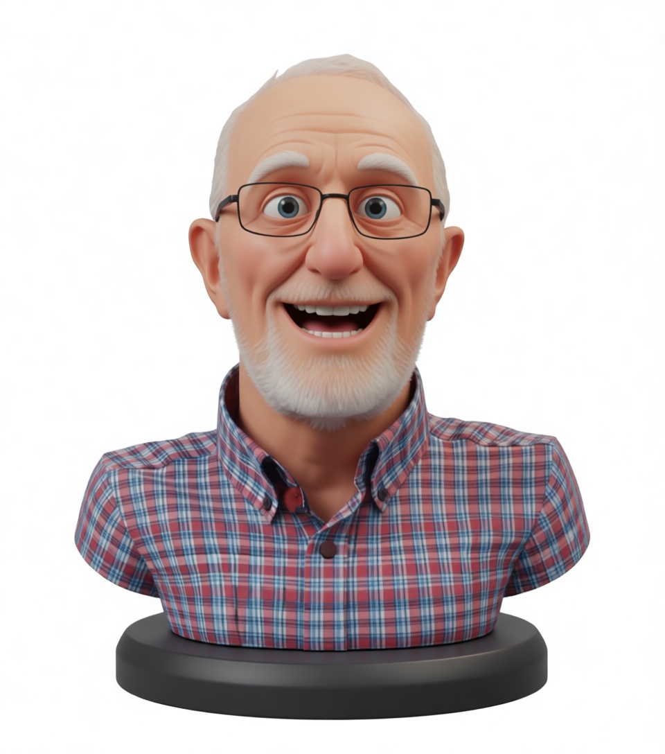 Happy Elderly Man Bust free 3D printable STL