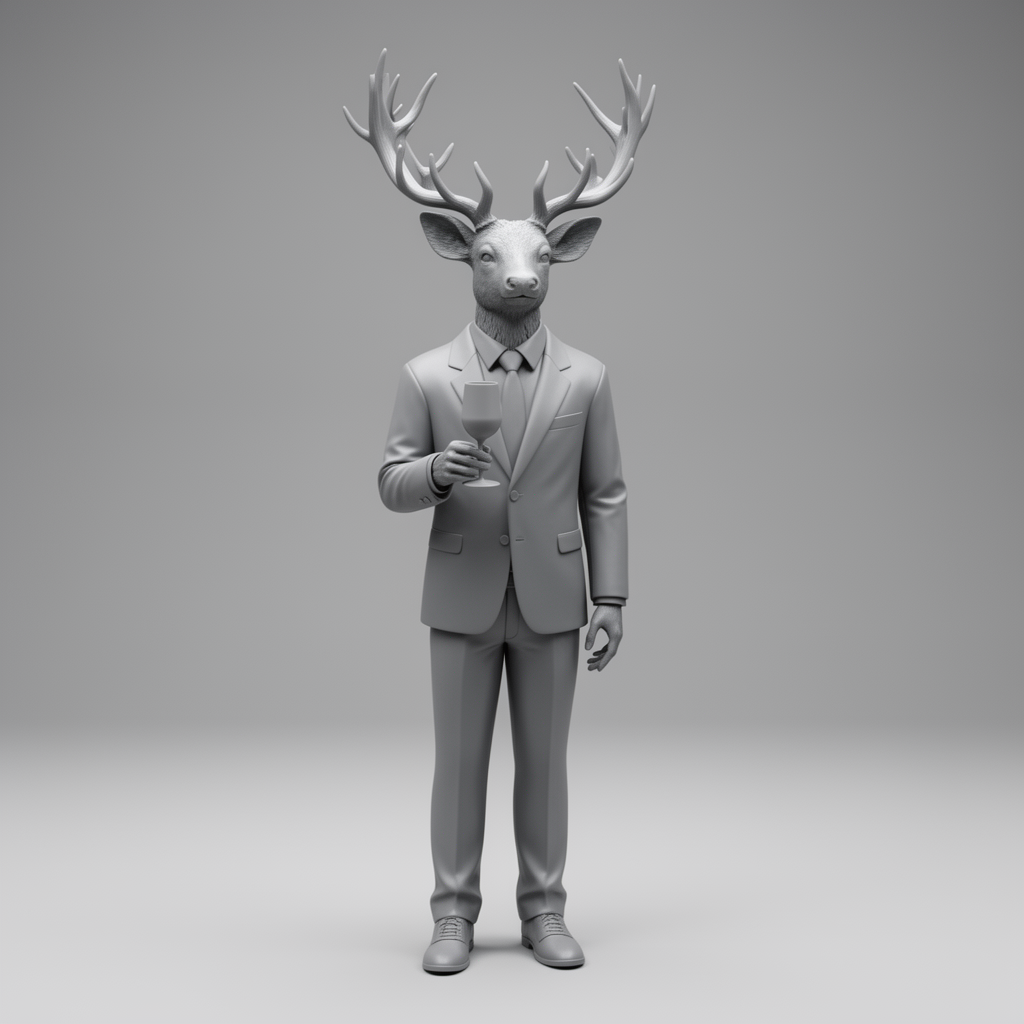 Anthropomorphic Stag Figurine free 3D printable STL