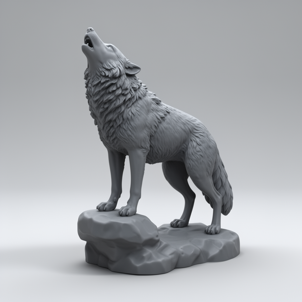 Howling Wolf Figurine free 3D printable STL