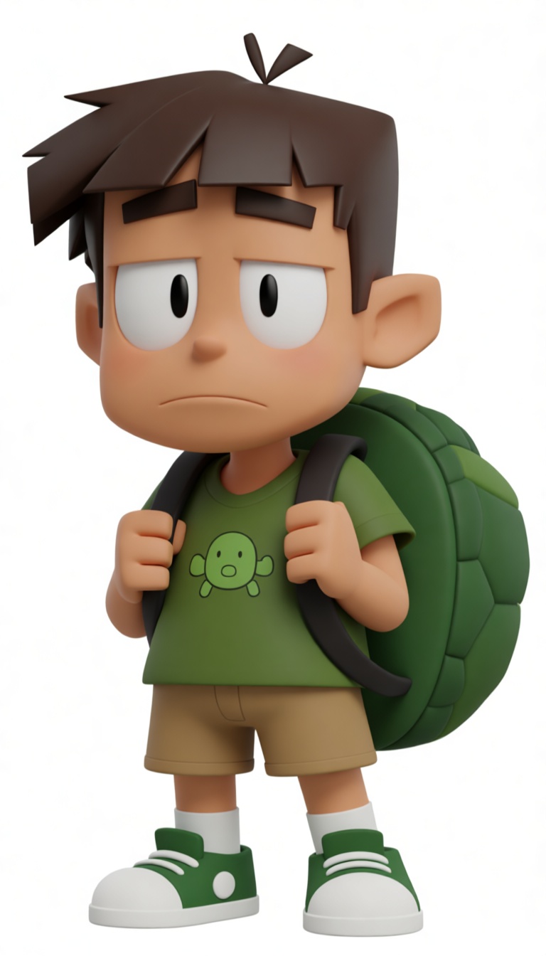 Boy with Turtle Backpack Figurine free 3D printable STL