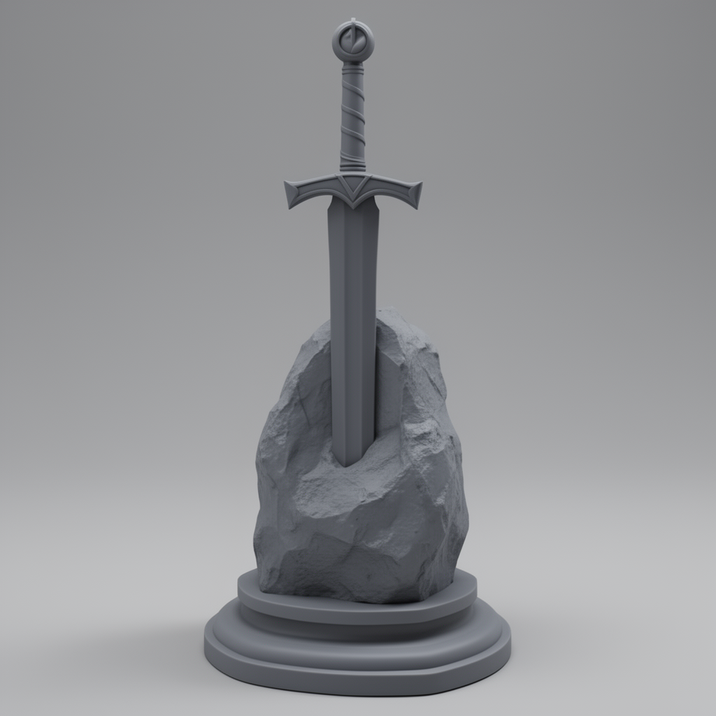 Sword in Stone Sculpture free 3D printable STL
