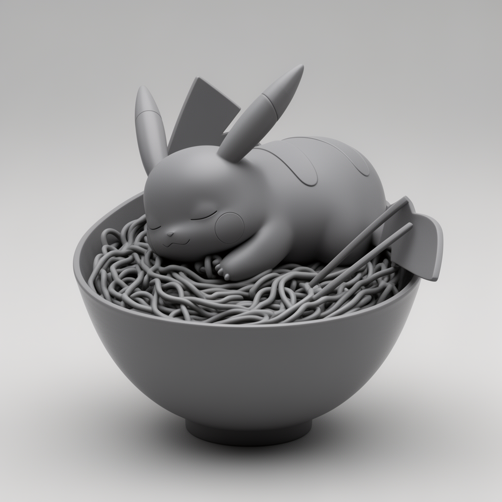 Pikachu Noodle Bowl Figurine free 3D printable STL