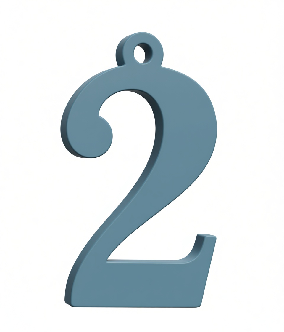 Number 2 Keychain free 3D printable STL